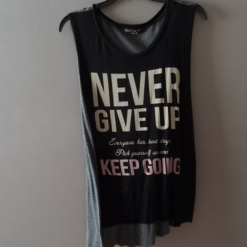 Dark and light grey quote tank top